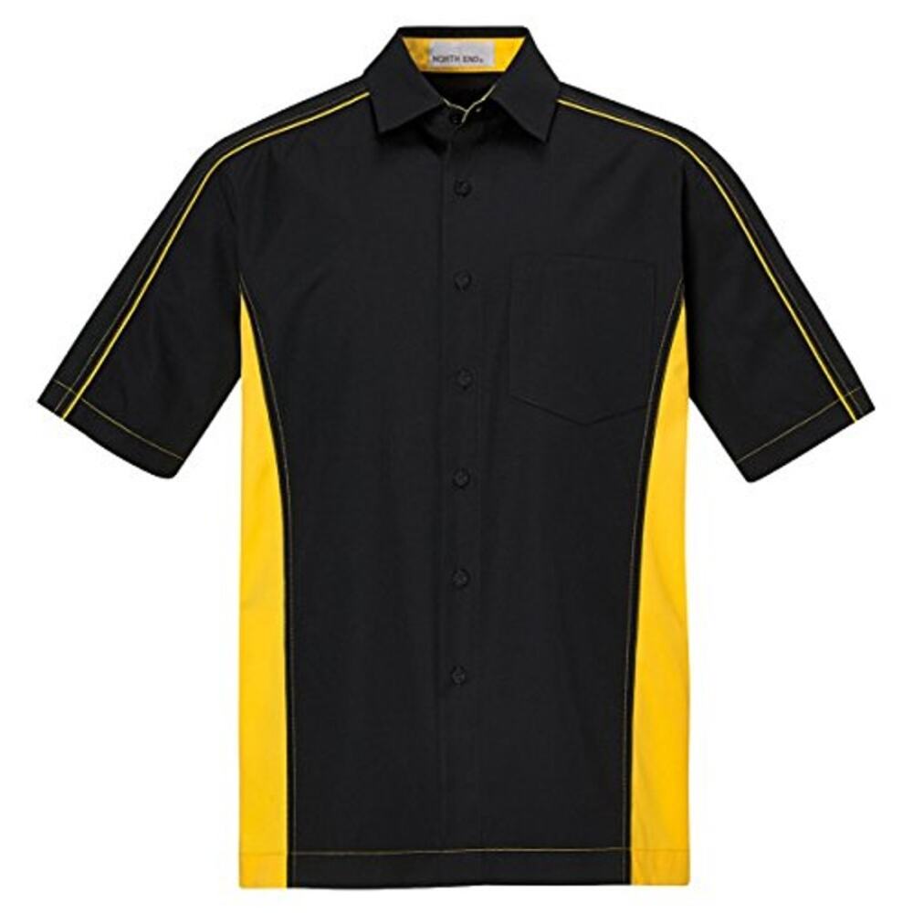 North End 2XLT‎ Black Yellow / Campus Gold Men's Bowling / Uniform Shirt NWT